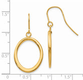 14K Yellow Gold Polished Oval Dangle Earrings, Elegant & Nickel Free